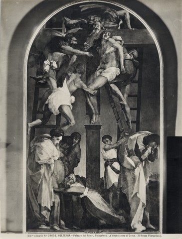 Alinari, Fratelli — Volterra - Palazzo dei Priori, Pinacoteca. La deposizione di Croce. (Il Rosso Fiorentino). — insieme